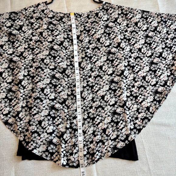 Elle Womens Floral Print Batwing Sleeve Blouse With Black Inner Layer Size L - Picture 9 of 11